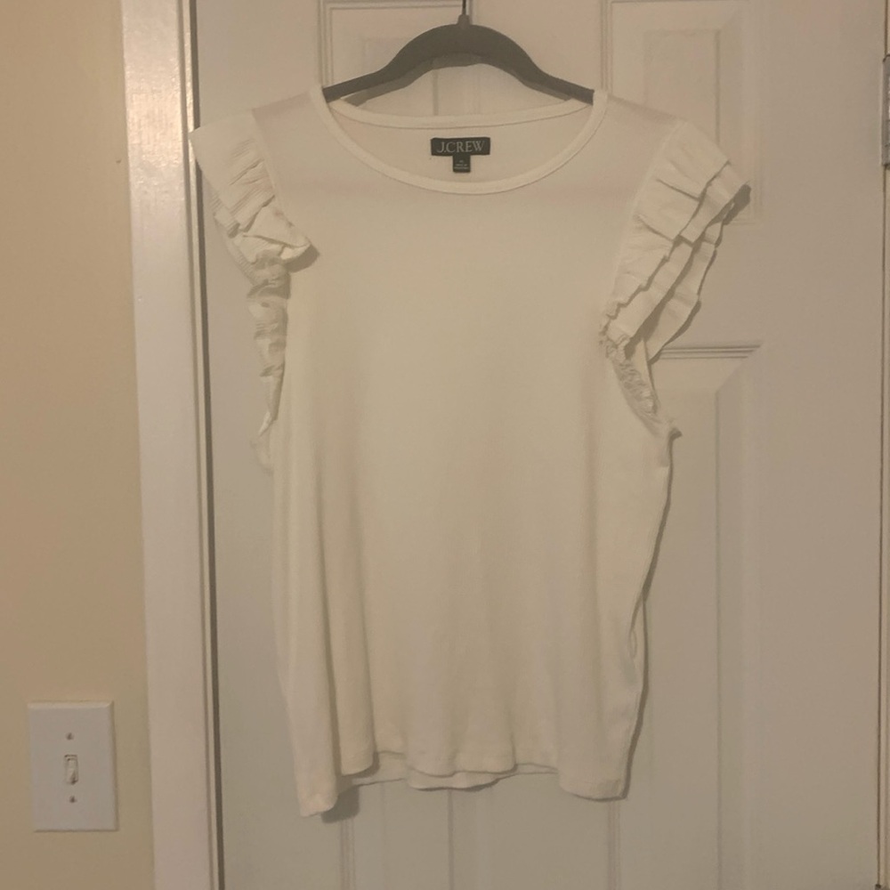 White Ruffle Shelved Top